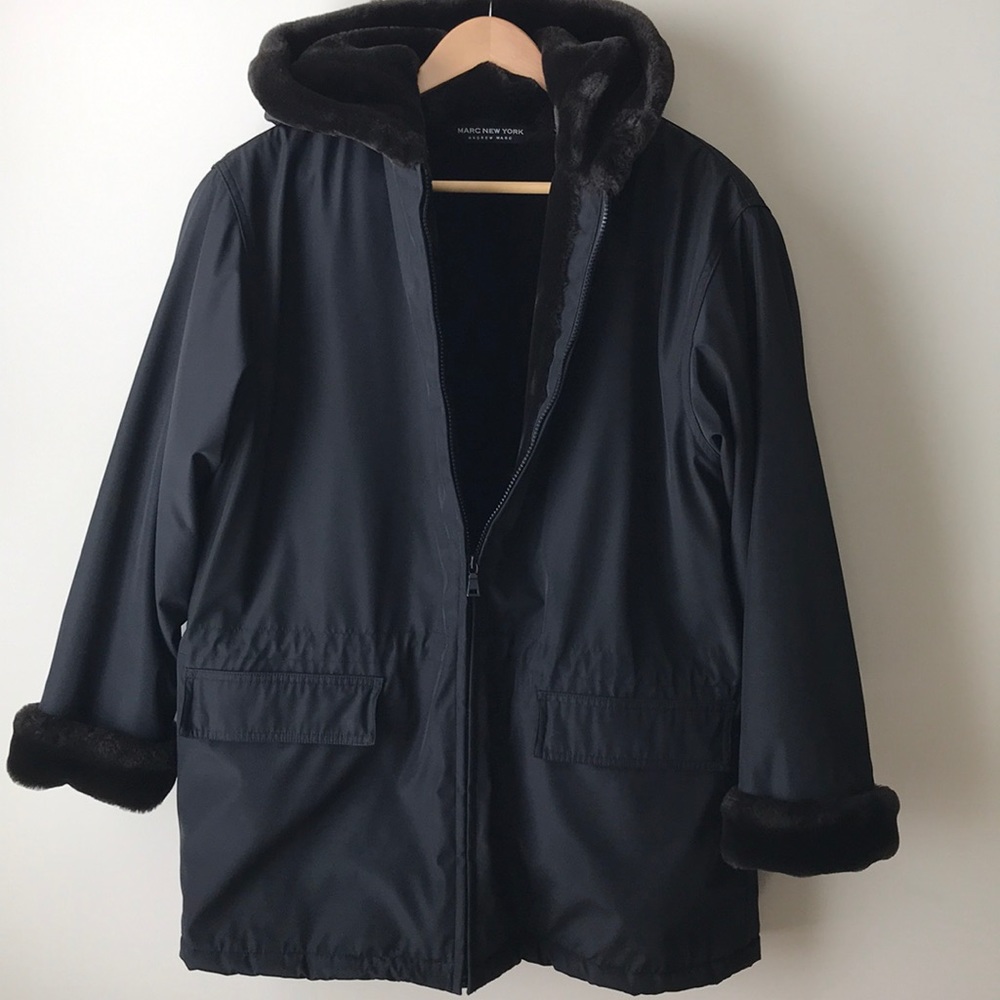 Marc New York/Andrew Marc black nylon coat